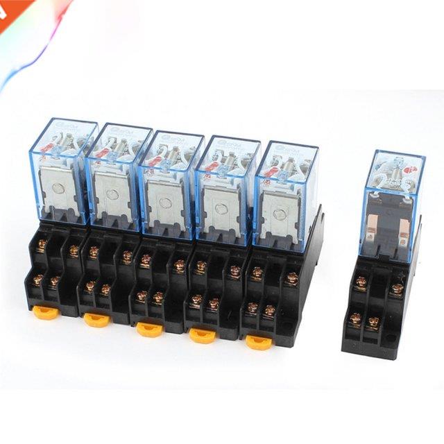 6 Pcs AC 110/120V Coil 8Pins DPDT 35mm DIN Rail Electromagne