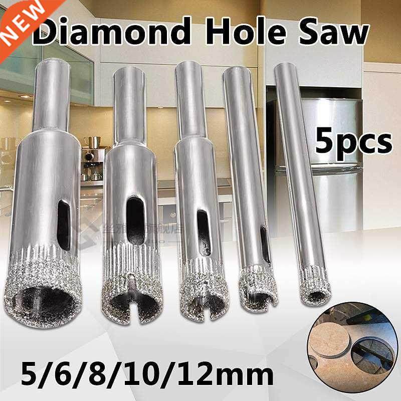 *5Pcs 5mm-12mm Electroplate Diamond Coated Cutter Hole Saw T