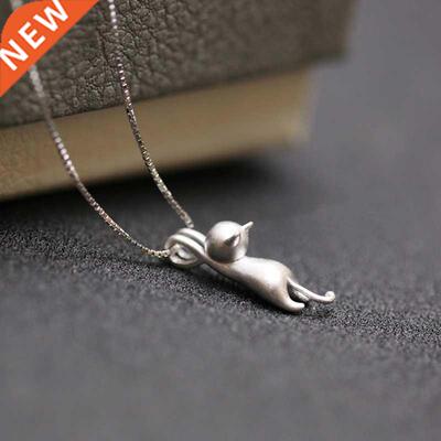 Drop Shipping Silver Color Necklaces Cats Kitty Pendants&amp
