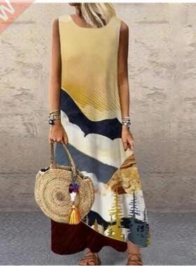 Summer Long Dress 2022 Elegant Robe Dress Party Sleeveless D