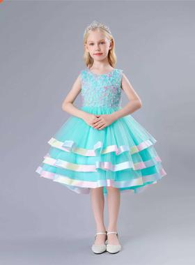 2022 flower girl Wedding Girl Dress Summer Colorful Pengpeng