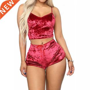 Women 2pcs Camisole New Fashion Sleepwear 2022 Velvet