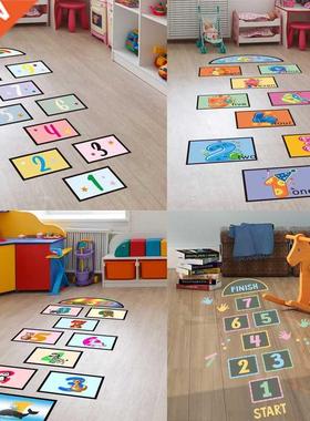 Cartoon Digital Grid Children's Game Floor Sticker Wallp