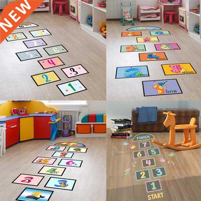 Cartoon Digital Grid Children's Game Floor Sticker Wallp