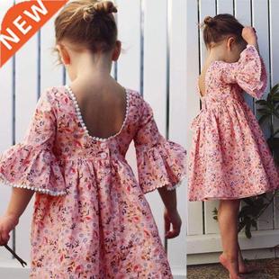 Long Sleeve Floral Cute Princess Girl Party Dresses Kid