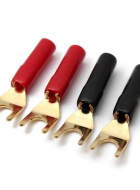 4Pcs Y-Spade Banana Plug Vergulde Tuning Vork Banaanstekker