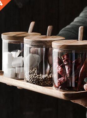 1Pcs Kitchen Seasoning Jar Glass Spice Container Salt Jars C
