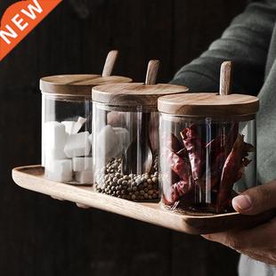 1Pcs Kitchen Seasoning Jar Glass Spice Container Salt Jars C