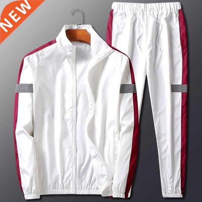 2Pcs Men Tracksuit Hoodie Tops Joggers Pants Tracksuit Set M