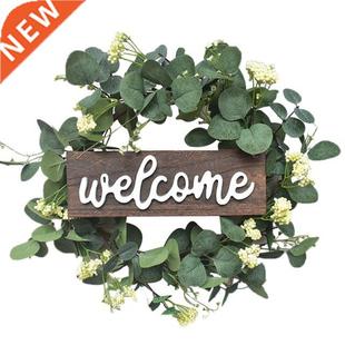 Wreath For And Leaves Hom Farmhouse Welcome Door Green Front