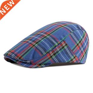 Flat Cotton Men Cap Peaked Caps Newsboy plaid 2022 LDSLYJR