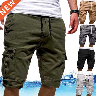 Men's Shorts Green Cargo Shorts Summer Bermudas Male Flap Po
