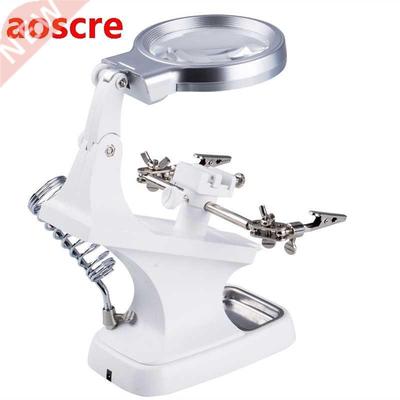 LED Helping Hand Clip Jewelry Magnifying Soldering Iron Stan