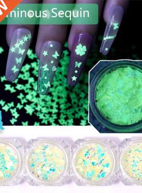 6 Bottle Luminous Sequins Glow In the Dark Glitters Fluoresc