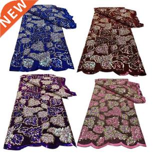 High Quality African Lace Fabric Sequins Embroidery for Dres