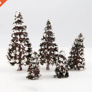 16Pcs Mixed Scale Model Cedar Trees with Snow Diorama Train