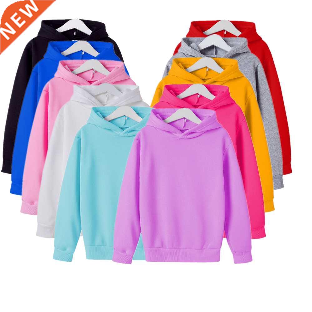 Hoodies Sweatshirts Boys Girls Fashion Solid Color Red Black