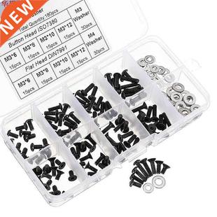 180Pcs M3CH8 M3 304 Cbon Steel Hex Socket Flat Head Butto