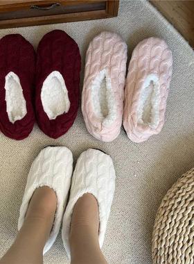House Fluffy Slipper Sock Womens Winter Bow Furry Contton Wa