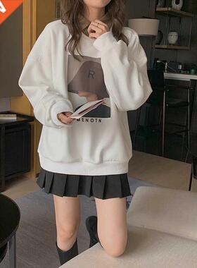 2022 Spring Long Sleeve Women Cartoon Print Hoodies O-Neck W