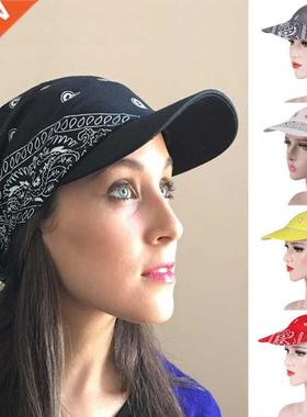 Women Cotton Head Scarf Visor Hat With Wide Brim Sunhat Summ