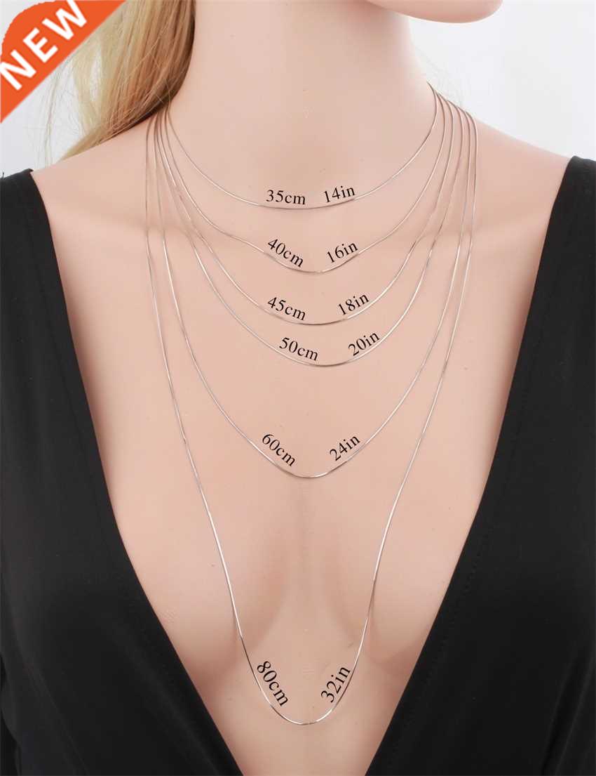 35-80cm Tiny Real 925 Sterling Silver Thin Octagon Snake Cha