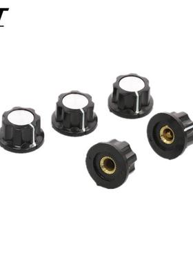 10 Pcs Black Silver Tone 19mm Top Rotary Knobs for 6mm Dia.