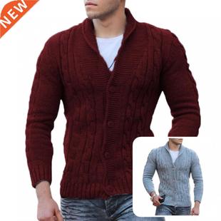 Wear resistant Lapel Single Sweater Warm Autumn for breasted