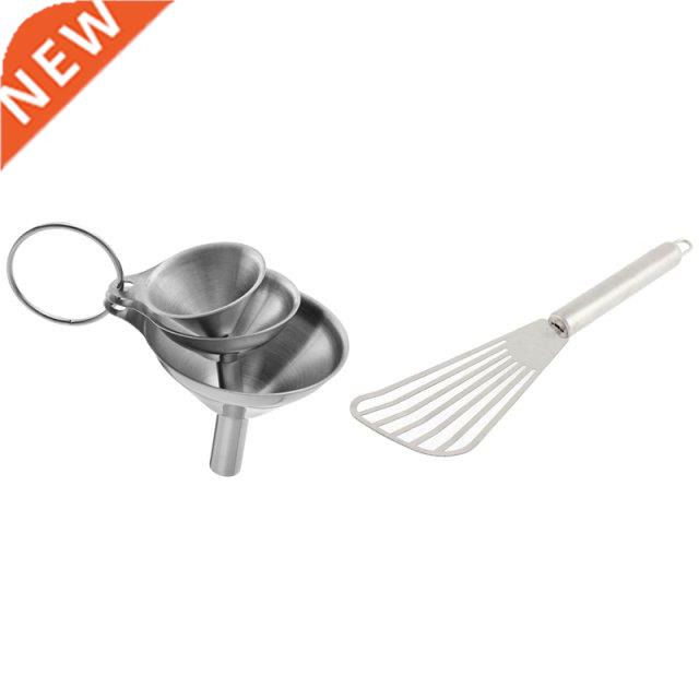 1 Pcs Stainless Steel Slotted Spatula Pancake Turner & 3