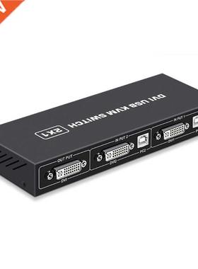 USB Switch 2 In 1Out DVI KVM Docking Station Switch Selector
