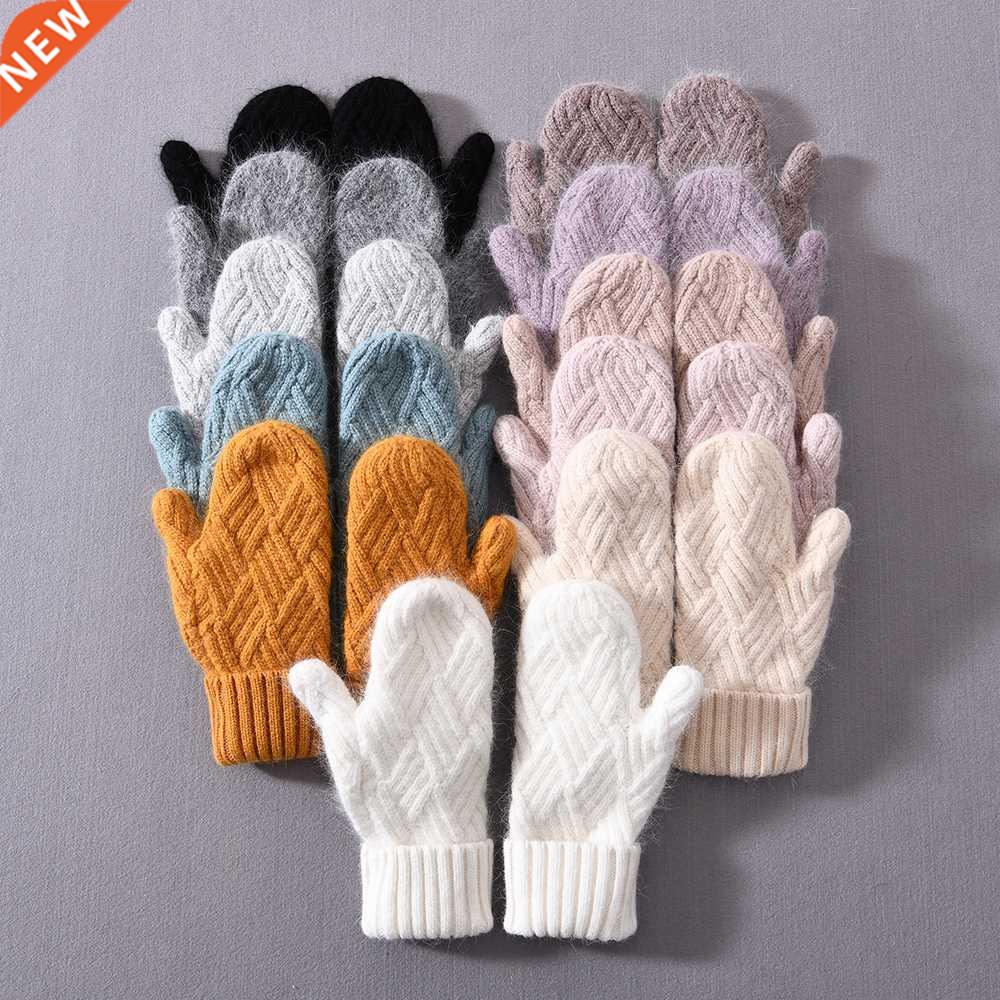 Women Cashmere Knit Mittens High Quality Winter Female Wool