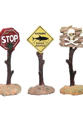 Shark Warning Signs Funny Aquarium Landscape Ornaments Craft