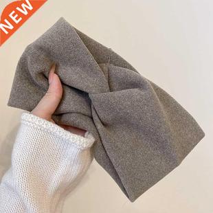 Head Bands Cashmere Fashion Elastic Wide Cross Headband Knit