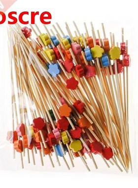 100pcs 12cm Disposable Bamboo Fork Buffet Fruit Desserts Pic