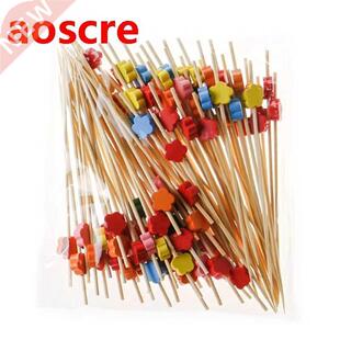 100pcs 12cm Disposable Bamboo Fork Buffet Fruit Desserts Pic