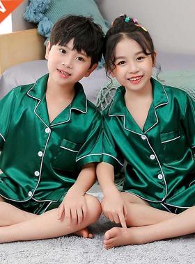 Girls Pajamas Set Summer Short Sleeve Children's Sleepwe