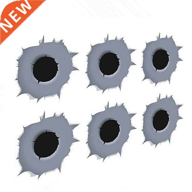 6pcs/set Fake Realistic Bullet Shot Hole Stickers Scratch Re
