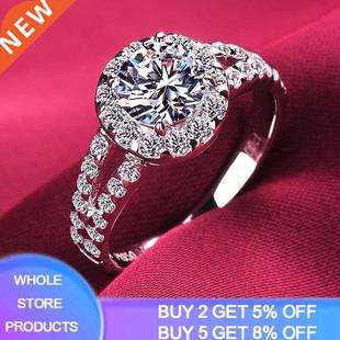 With Certificate Silver Color Rings For Women Natural 2.0Ct