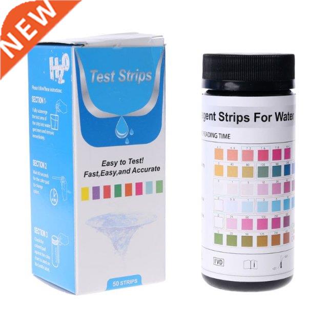 50pcs Water Quality Analyzer Test Strips 6in1 Test Paper PH