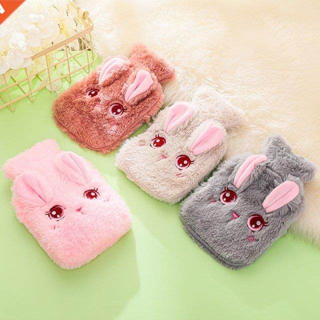 Winter Cartoon Plush Rabbit Hot Water Bottle PVC Stress Pain