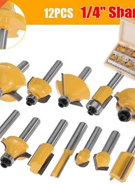 12Pcs 1/4'' Shank Router its Set Tungsten Caride WSh