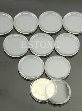 Hot 10pcs 24mm Clear Round Cases Coin Storage Capsules Holde