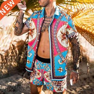 Lapel Single Shirt Sets Bea Sleevel Print Short Breasted