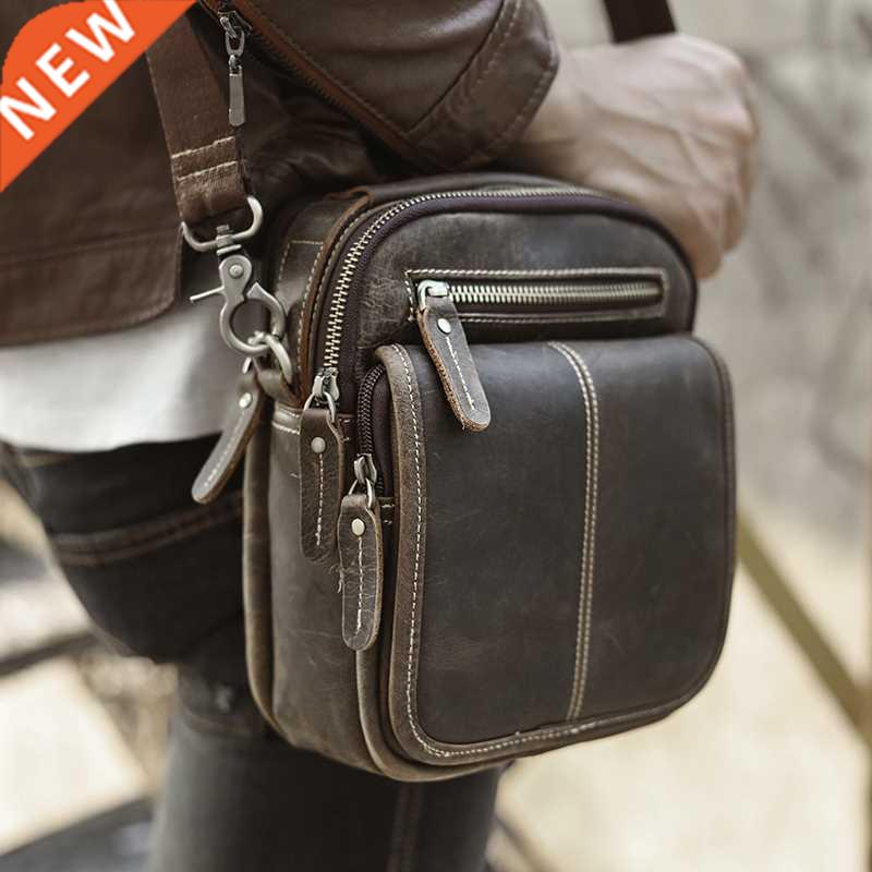 Leather Male Multifunction Fashion Messenger bag Casual Desi