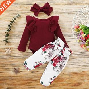 3Pcs Baby Girl Outfit Set Newborn Toddler Girls Clothes Ruff