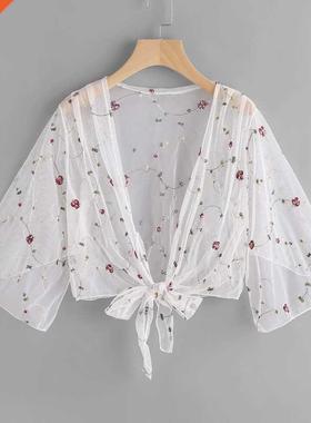 Women Long Sleeve Beach Cover Up Bathing Suit Swimsuit Flora