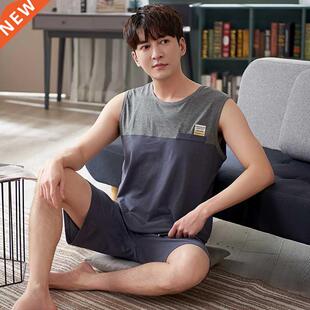 Summer Men Pyjamas Sleeveless Modal Pajamas Set Casual Sleep