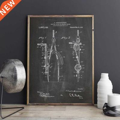 Drafting Compass patent ,Architect artwork drawing ,poster,
