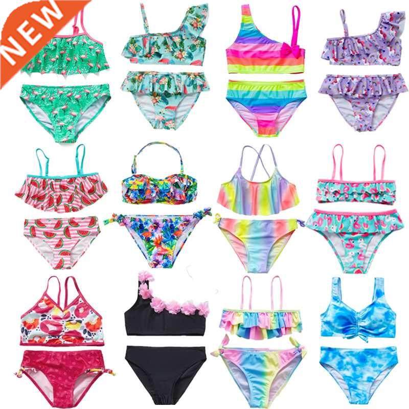 2-16Years Girls Bikini Swimsuit Sets Cute Fashion Tankini Su
