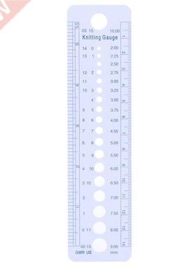 2-10mm Sew Ruler Tools Knitting Needle Gauge Inch cm Ruler M